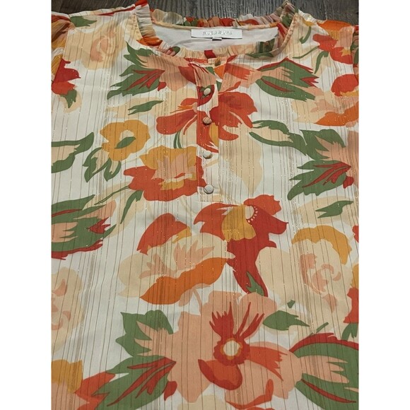 Sugarlips Kailua Floral Tailwind Half Button Front Blouse – Size Large - Picture 3 of 9